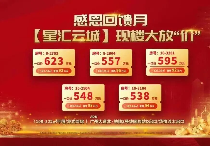 越秀星汇云城，*复式四房，现楼，附特价！