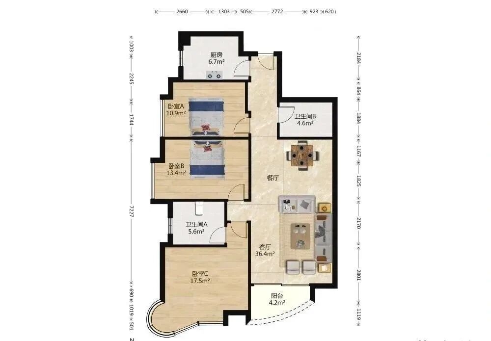 天河北二手房【芳草园】126平，总价1480万！