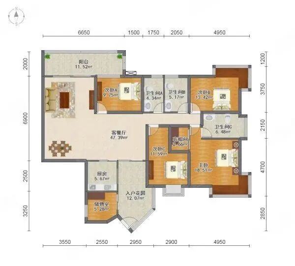 广州天河北二手房，富力天河华庭，183方，2050万！