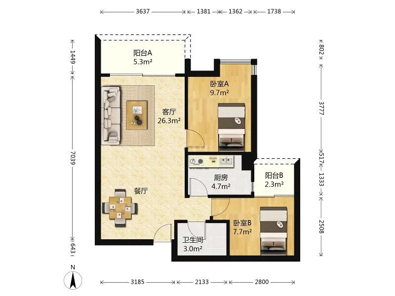 天河北总价750万 | 保利中辰广场，73平三房，少有放盘、业主急售！