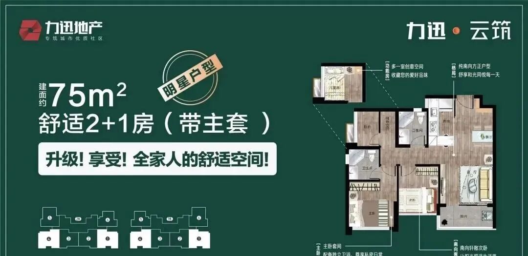 广州增城力迅云筑主推50方~75方二房到三房