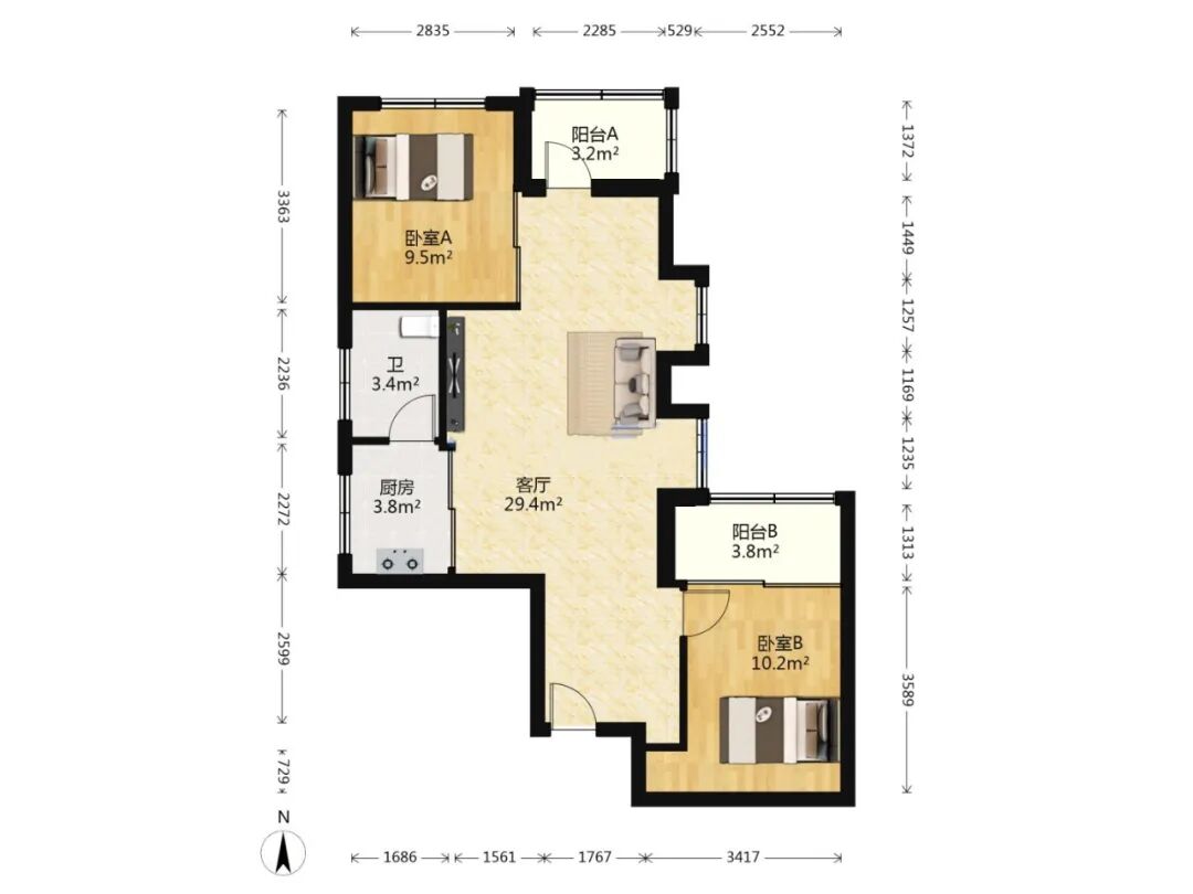 天河北总价600万 | 穗园小区，86平两房，过五*、无占学位、无按揭！
