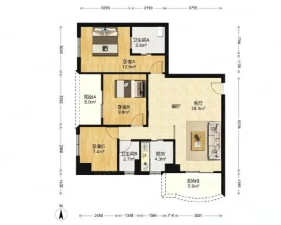广州天河北二手房，嘉尚国际公寓，108平，总价880万！