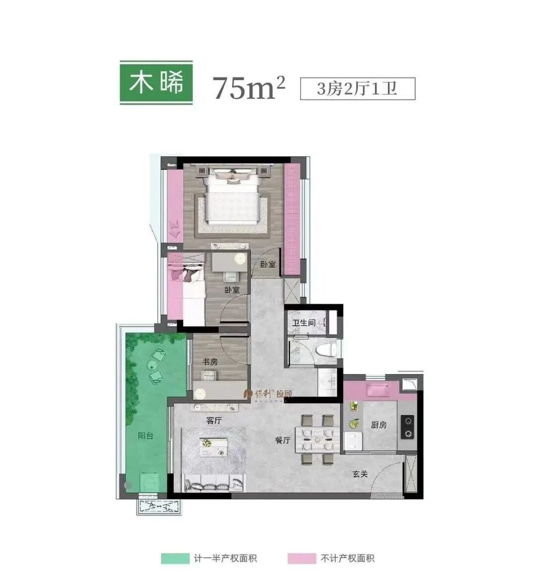 黄埔·科学城·保利锦上，纯南向75～135平米三*四房，单价3.1W起！