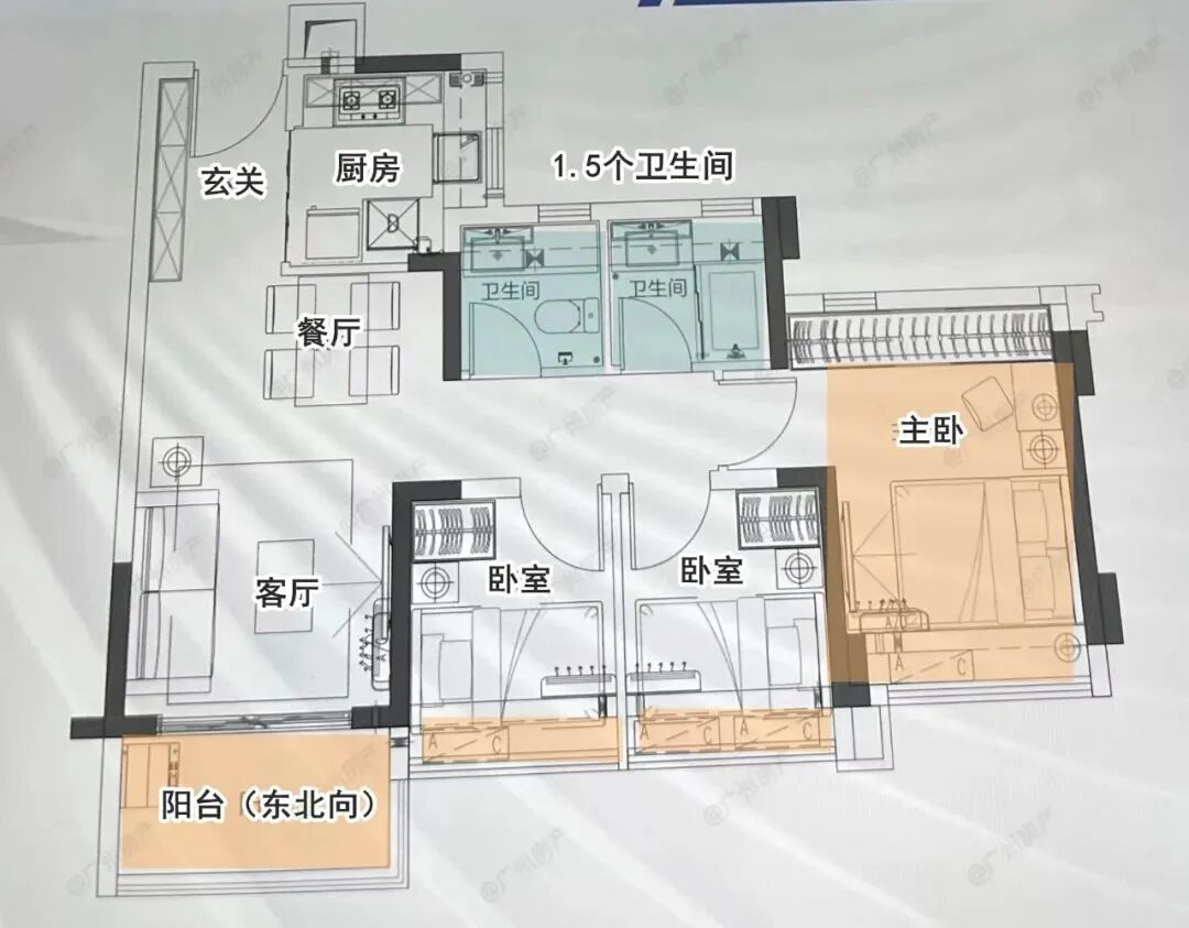 白云*个城际TOD项目，68平做3房！吹风3万/㎡！