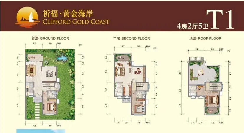 广州祈福黄金海岸独栋别墅建面144㎡~631㎡！