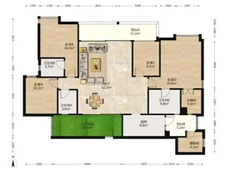 天河北总价1900万 | 瑞安创逸，200平，豪装大四房、户型方正、近地铁！