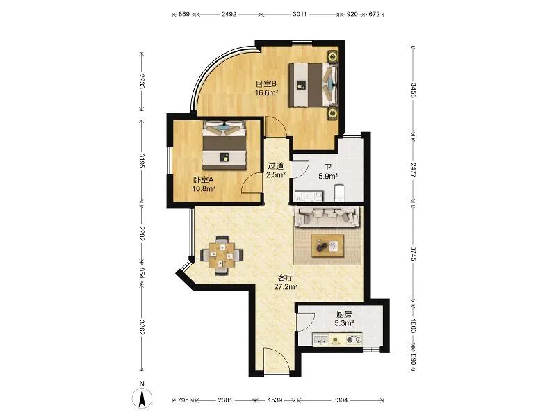 天河北总价650万 |  东方之珠花园，91平两房，产权清晰、业主急售！