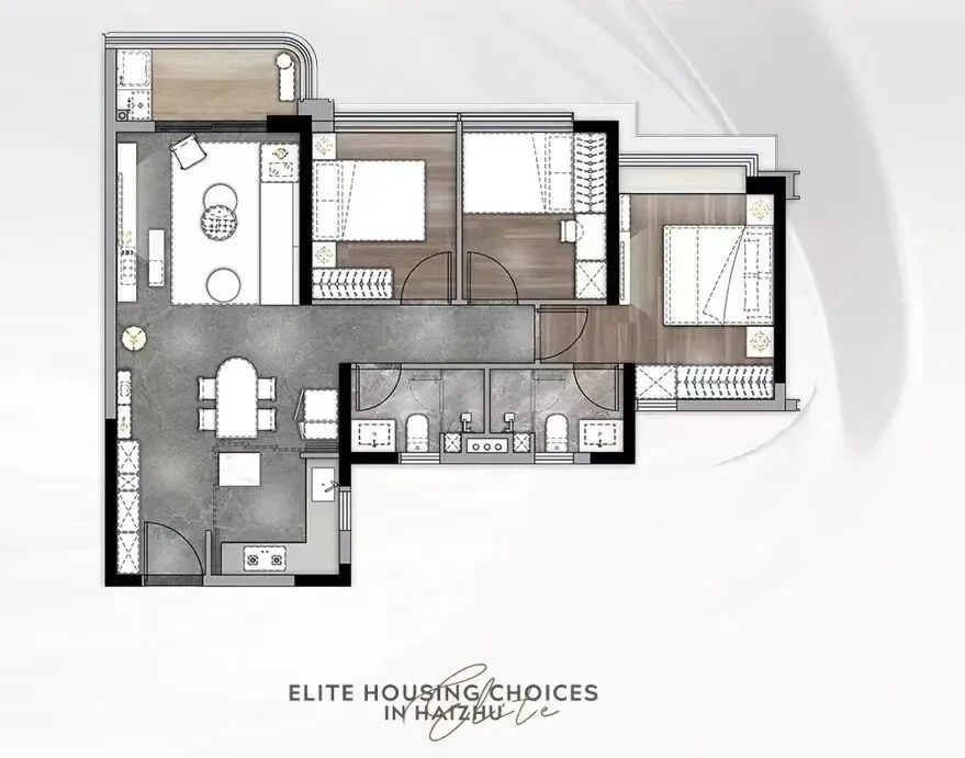 海珠中海观澔府开放全新89m²江畔三房板房！