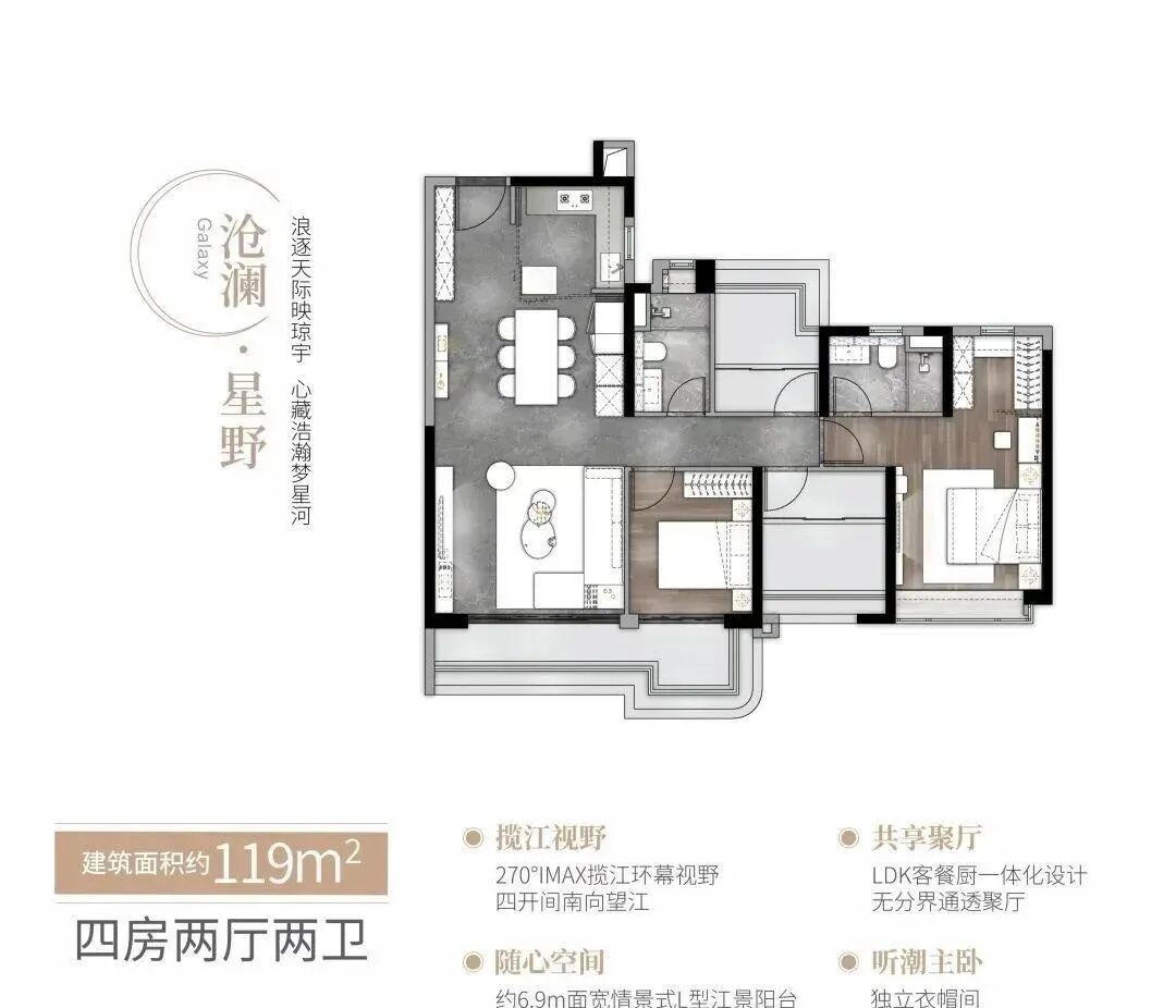 海珠中海观澔府开放全新89m²江畔三房板房！
