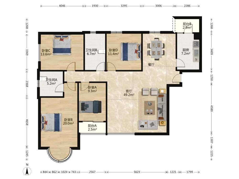 天河北总价1258万四房 | 华标广场，165平三房，无抵押、急售！