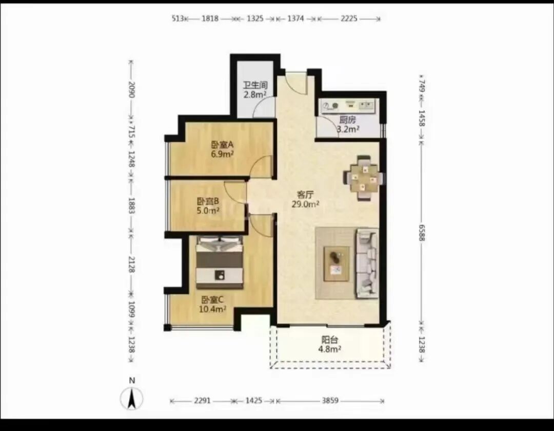 天河北总价650万三房 | 天惠嘉园，81平，南向，业主急售！