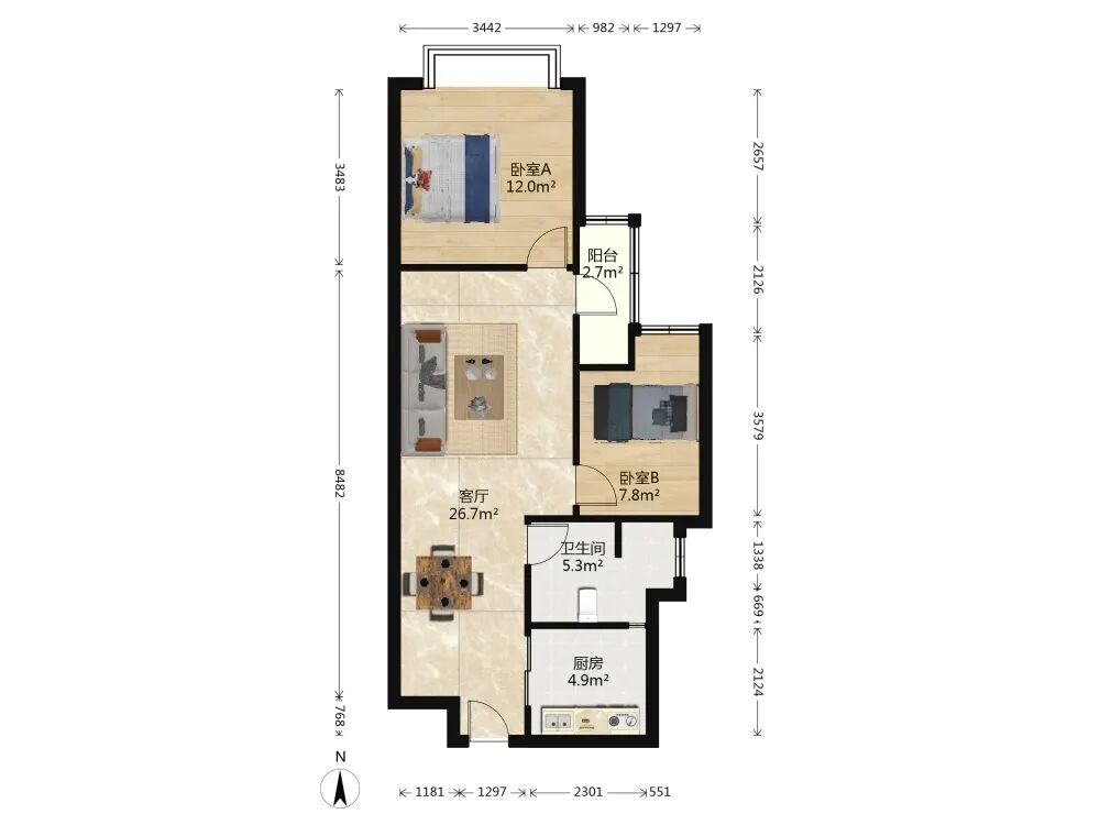 天河北总价700万 | 伊顿18，76平两房，少有放盘、业主急售！