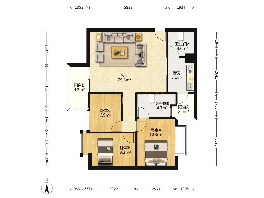 【二手笋盘】广州天河北世纪华都，大三房两卫双阳台+龙口西小学学位未占用