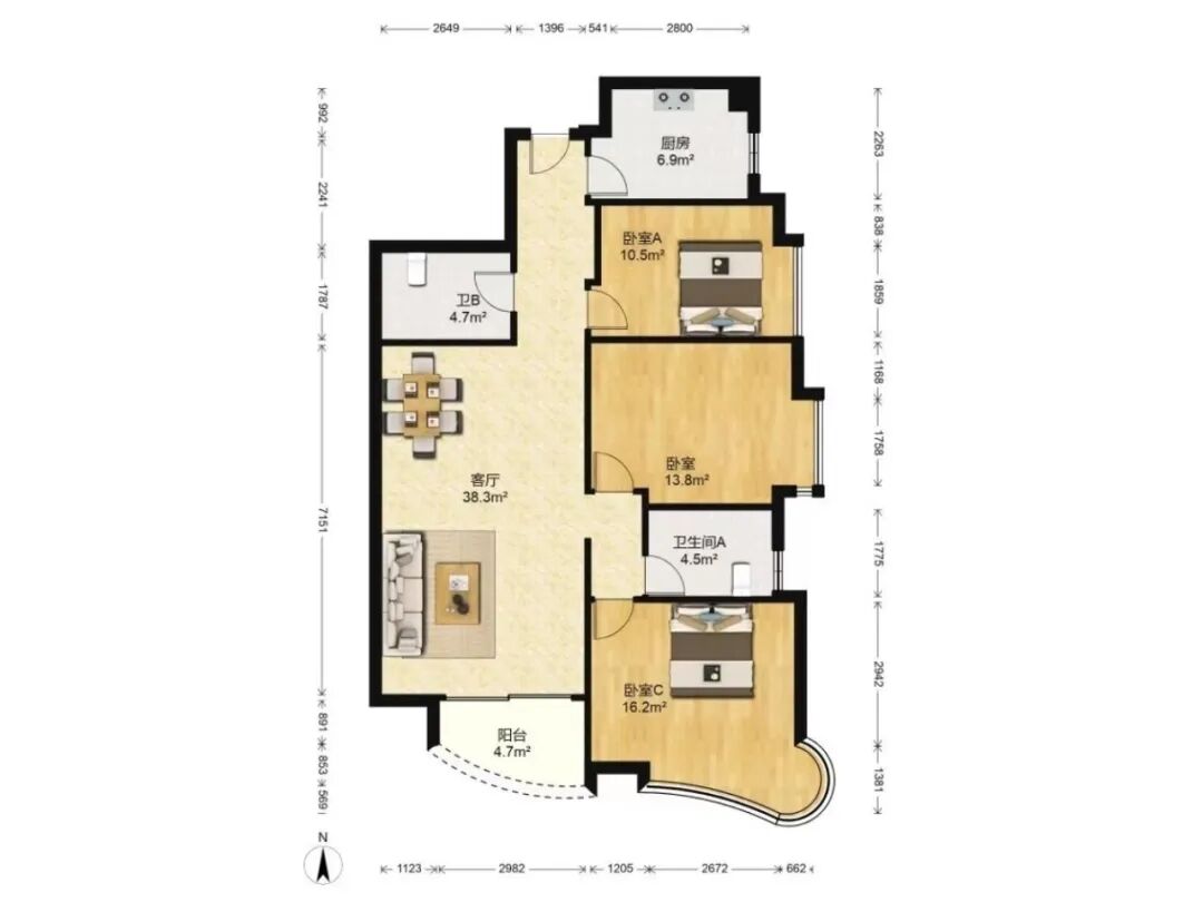 天河北总价1400万 | 芳草园，126平三房，花园小区，业主急售！
