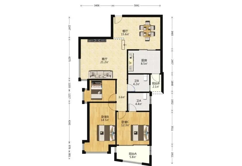 天河北二手房出售，耀星华庭，123平，1055万！