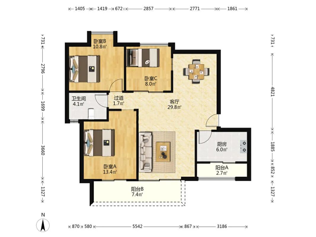 天河北二手房【保利中宇广场】99平，总价1100万！