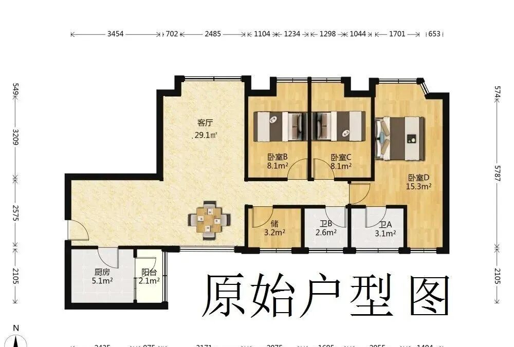 天河北二手房出售，金海花园，105平方，705万！