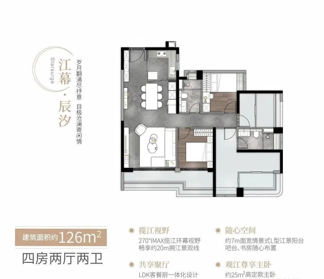 海珠【中海观澔府】89-126方江景房，总价6字头！