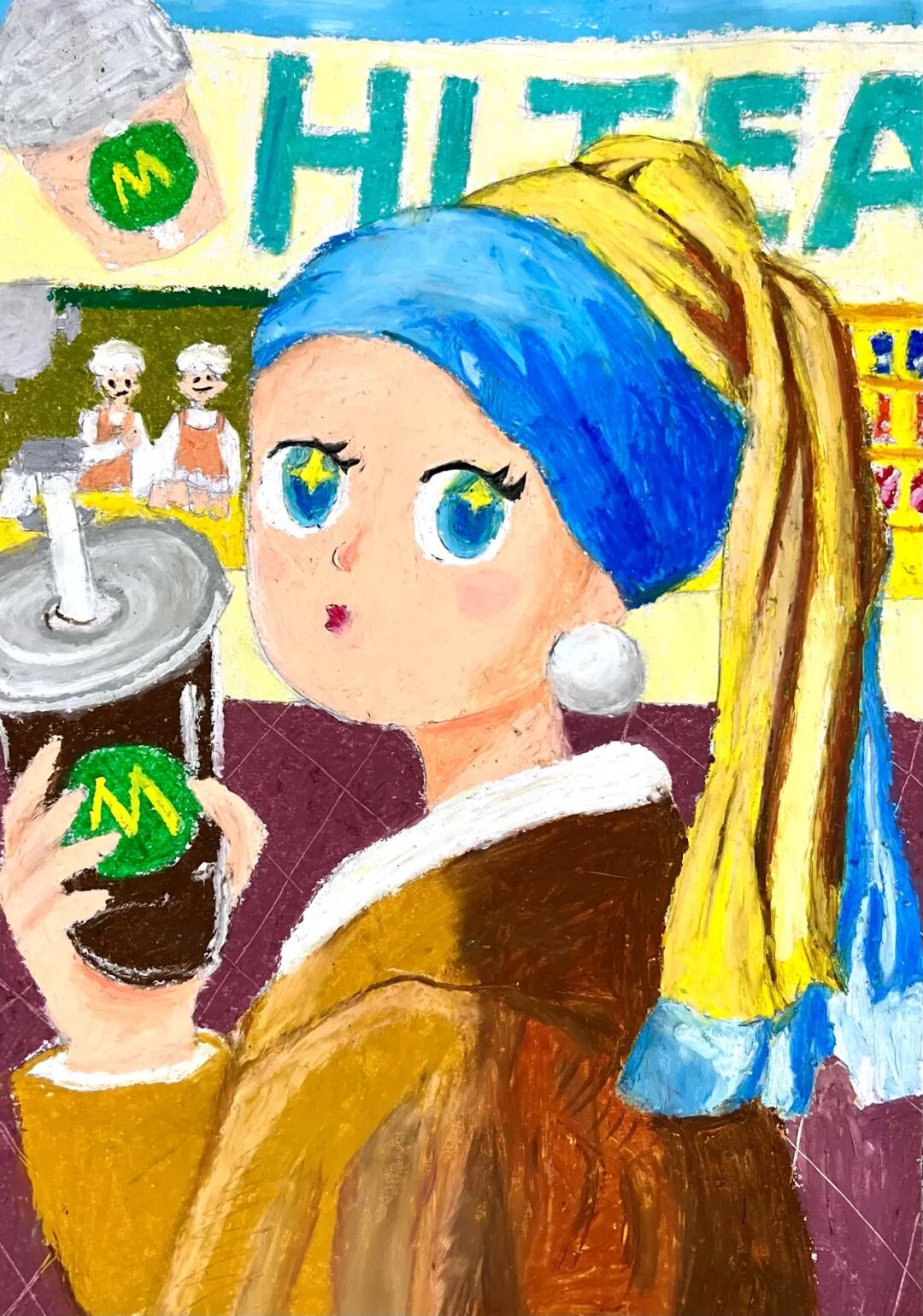 《带珍珠耳环的少女》成了爱喝珍珠奶茶的少女,这个代言人太大牌了!