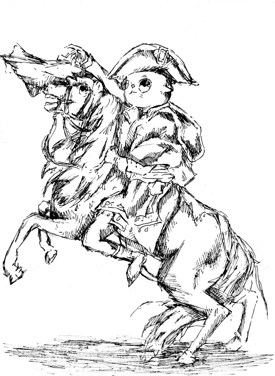 把《跨越阿尔卑斯山圣伯纳隘道的拿破仑》换成猫将军,一样也威风凛凛!