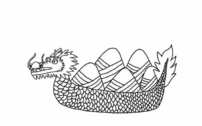 端午节简笔画装满粽子君的龙舟