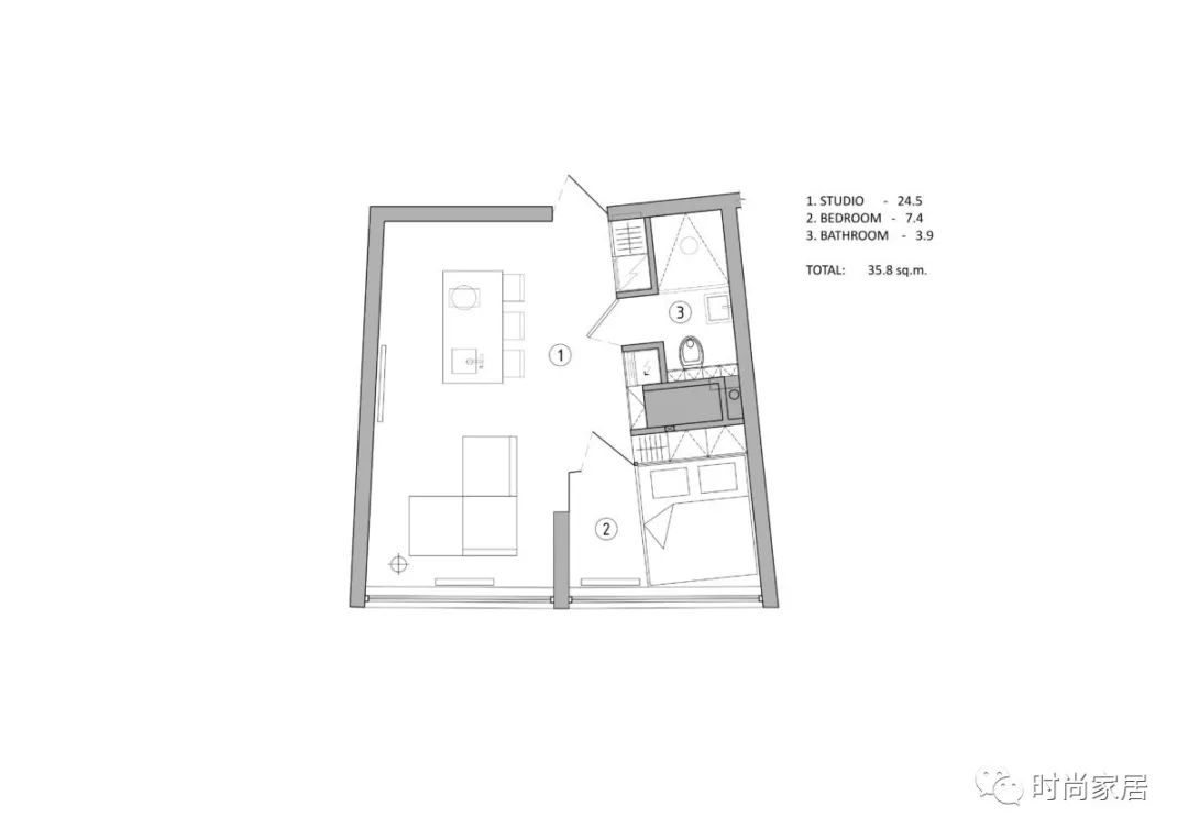 35㎡極簡空間 | 純色治愈系小戶型 家居 第3張