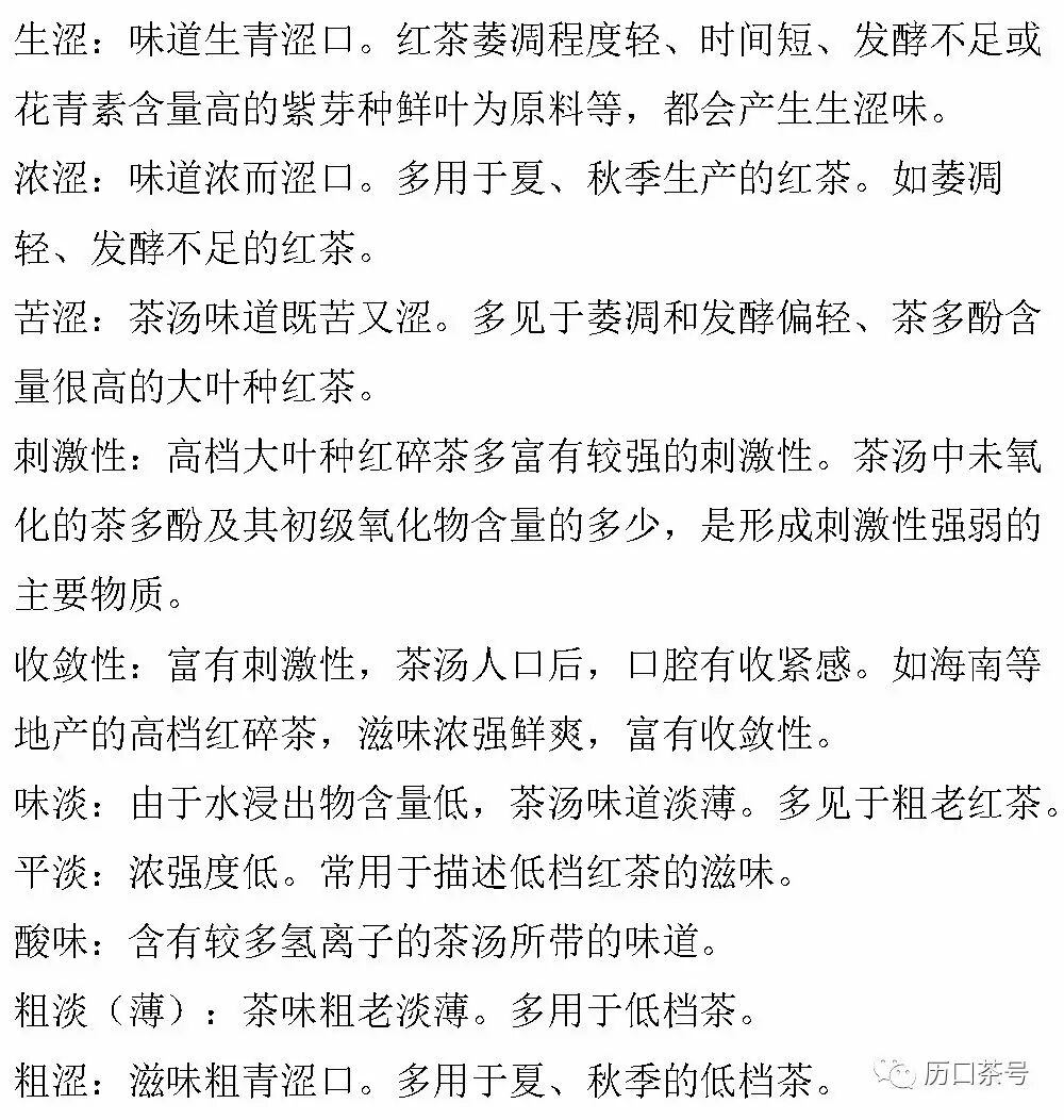 九点茶话 | 红茶的审评术语