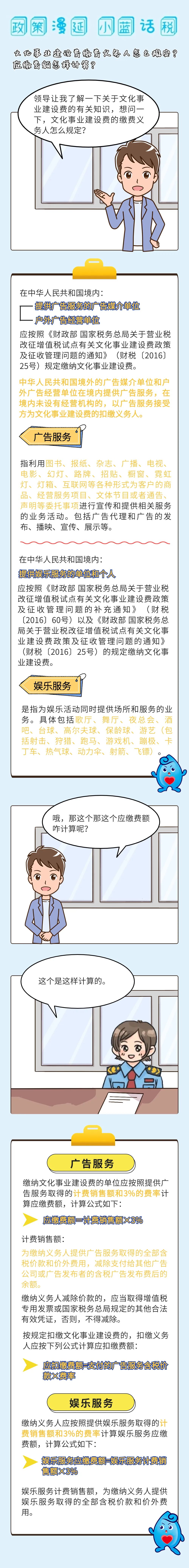 【政策漫延，小蓝话税】文化事业建设费缴费义务人怎么规定？应缴费额怎么计算？