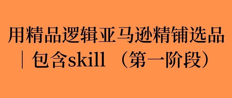 做亚马逊精铺如何选品｜把skill都给你做好了，记得领取skill