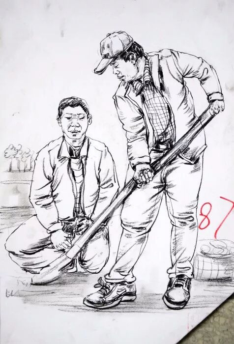 蓝天模考2018广东美术高考二模考试速写高分卷