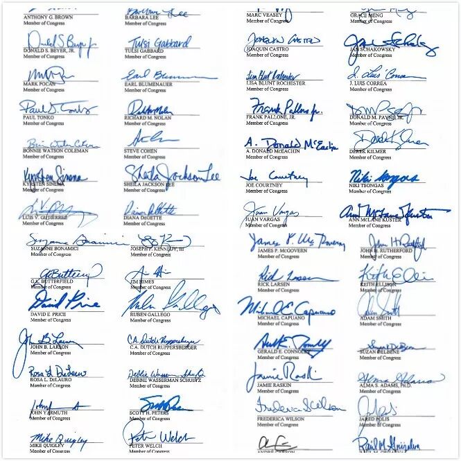 联名信部分议员签名，版权属于原作者