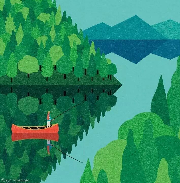 素材丨几组简洁插画(风景装饰画)