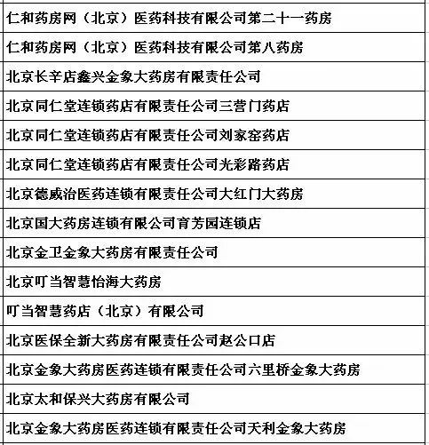 已獲醫保定點的藥店名單 北京濟安堂藥店有限公司 海淀區華清嘉園8號