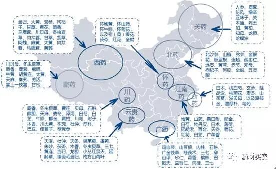 我国十大道地药材产地分布