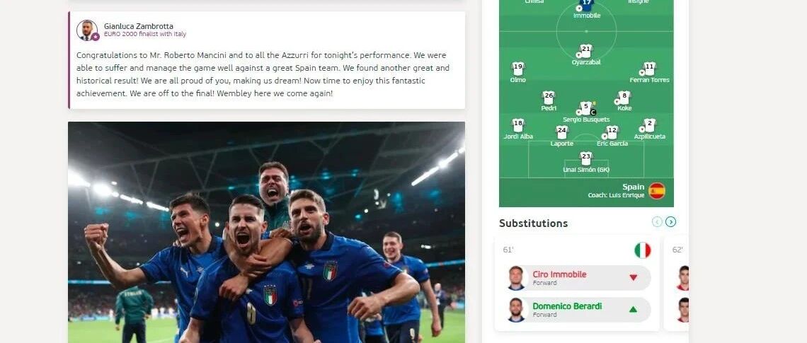 点球大战获胜 意大利队率先晋级欧锦赛决赛