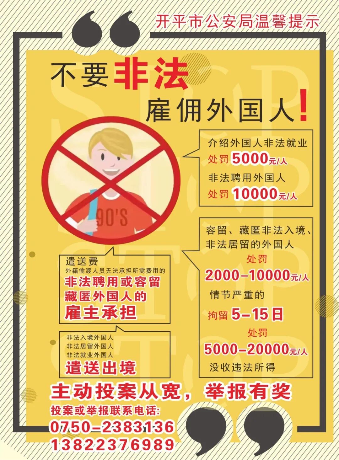 开平公安从严从重打击处理聘用"三非"人员违法行为