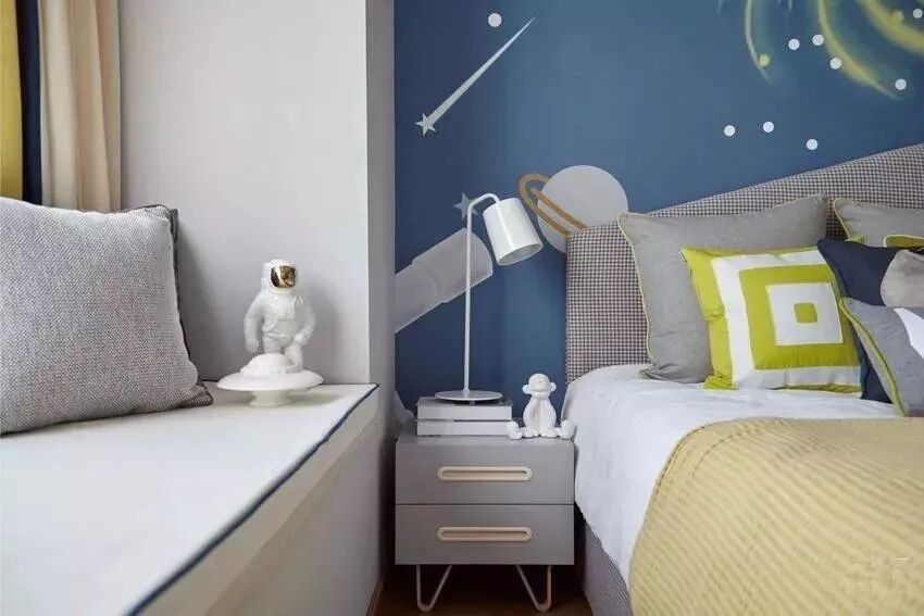 125㎡中式，手绘梦幻星空背景墙，被儿童房惊艳到了！