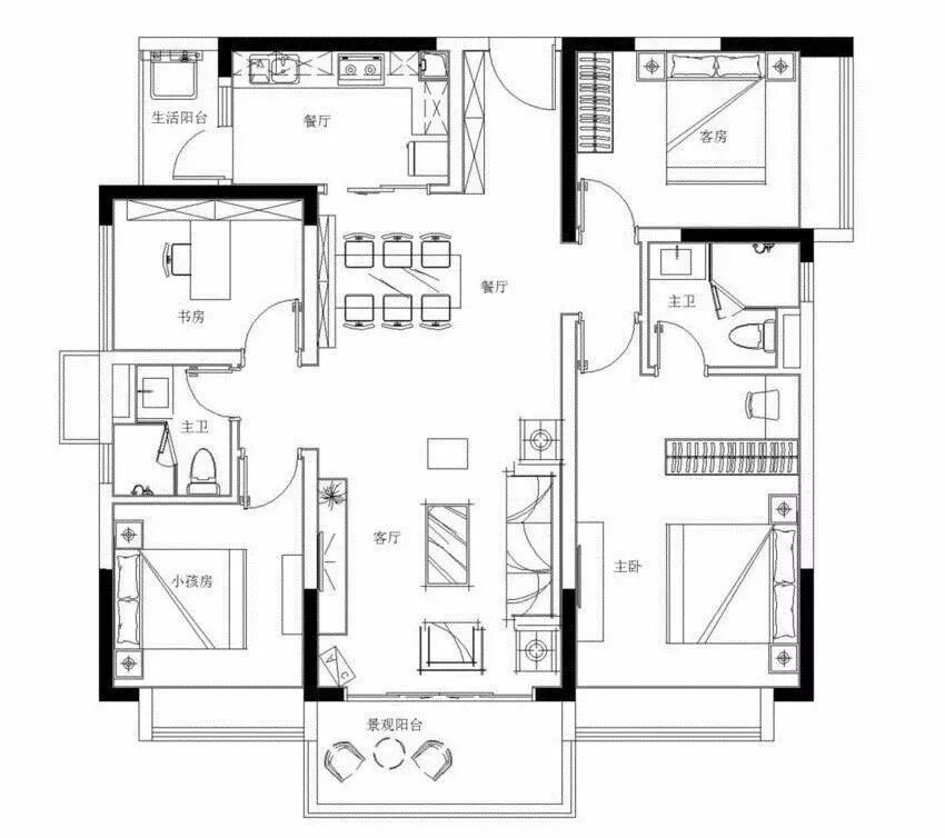 125㎡中式，手绘梦幻星空背景墙，被儿童房惊艳到了！
