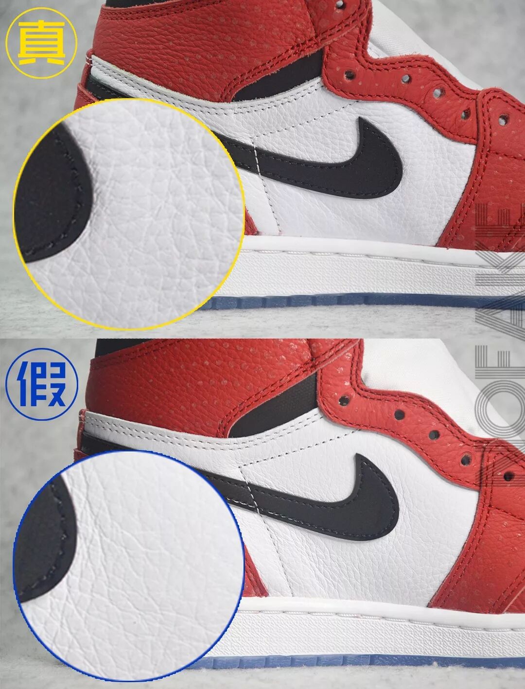 谁才是真正的超级英雄aj1蜘蛛侠真假对比