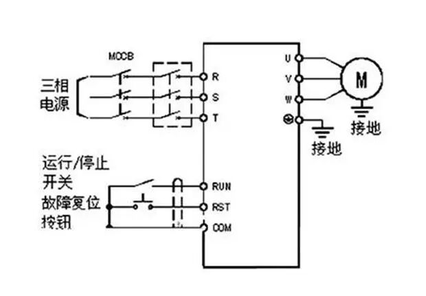 变频器启停该如何接线，要几个开关？的图2