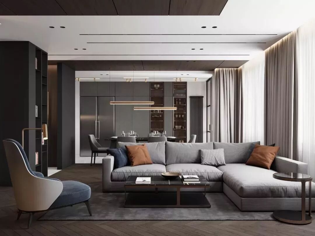 高级灰+胡桃木全屋定制，会是怎样的一种美？