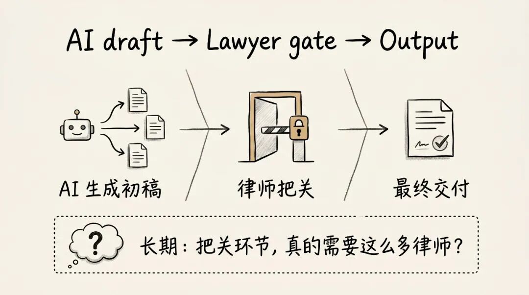 AI 初稿 → 律师把关 → 最终交付