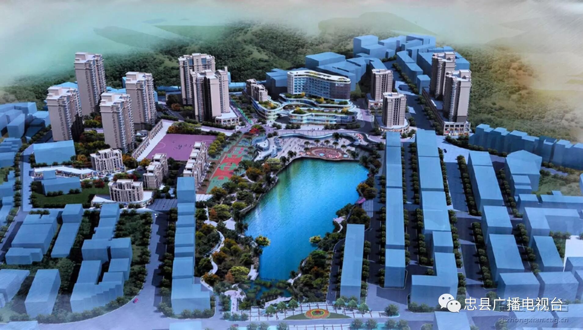一兴四美七彩大地忠县建成一大型乡镇公园拔山蓝湖公园