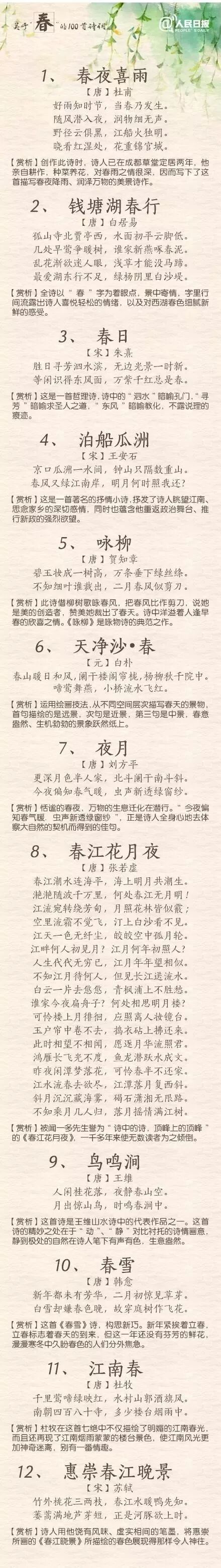 人民日报 100首春天唯美经典诗词 为孩子收藏 招聘资讯
