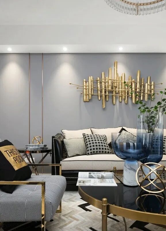 143㎡轻奢美式风格装修，高级灰+金色点缀，满满的高级感！