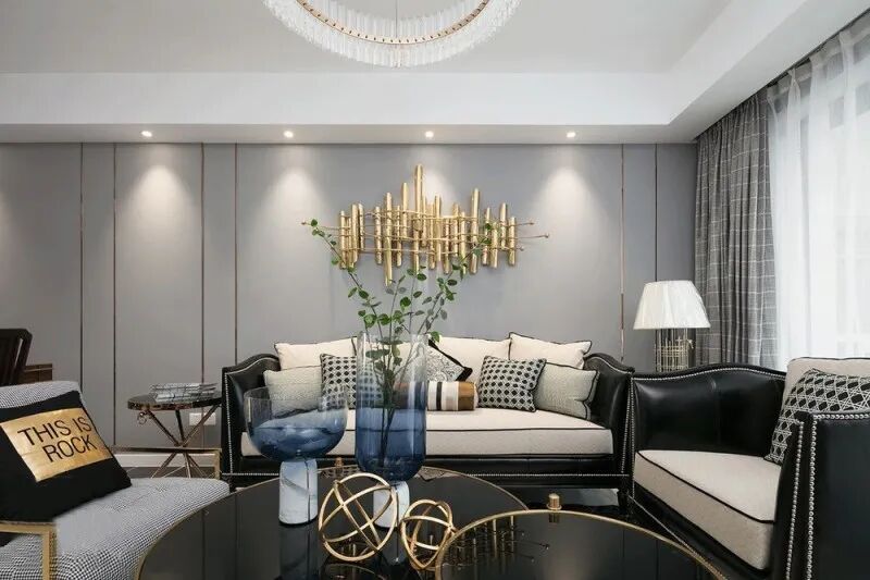 143㎡轻奢美式风格装修，高级灰+金色点缀，满满的高级感！
