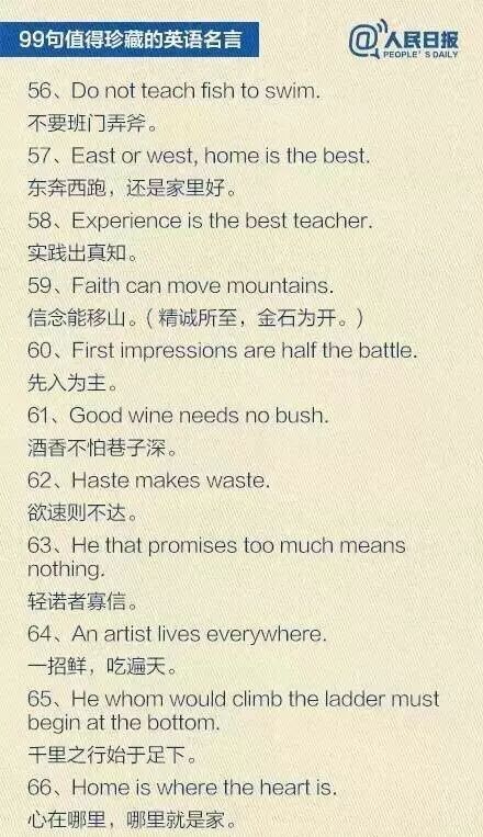 英语学习 人民日报帮同学们收藏的99句英语名言 你最喜欢那一句呢 杰思铭教育 微信公众号文章阅读 Wemp