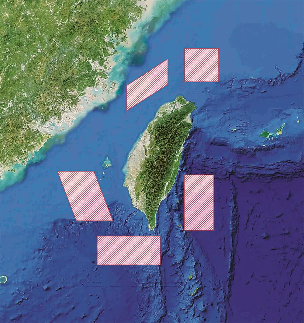 东部战区发布联合演训区示意图。新华社 发
