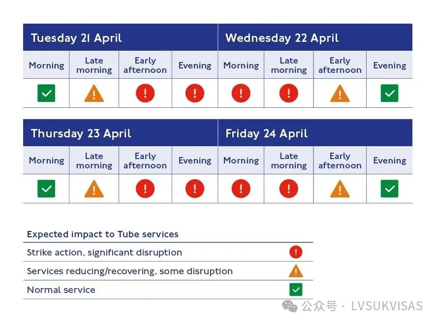 Infographic table summarising strike service as provided on the web page